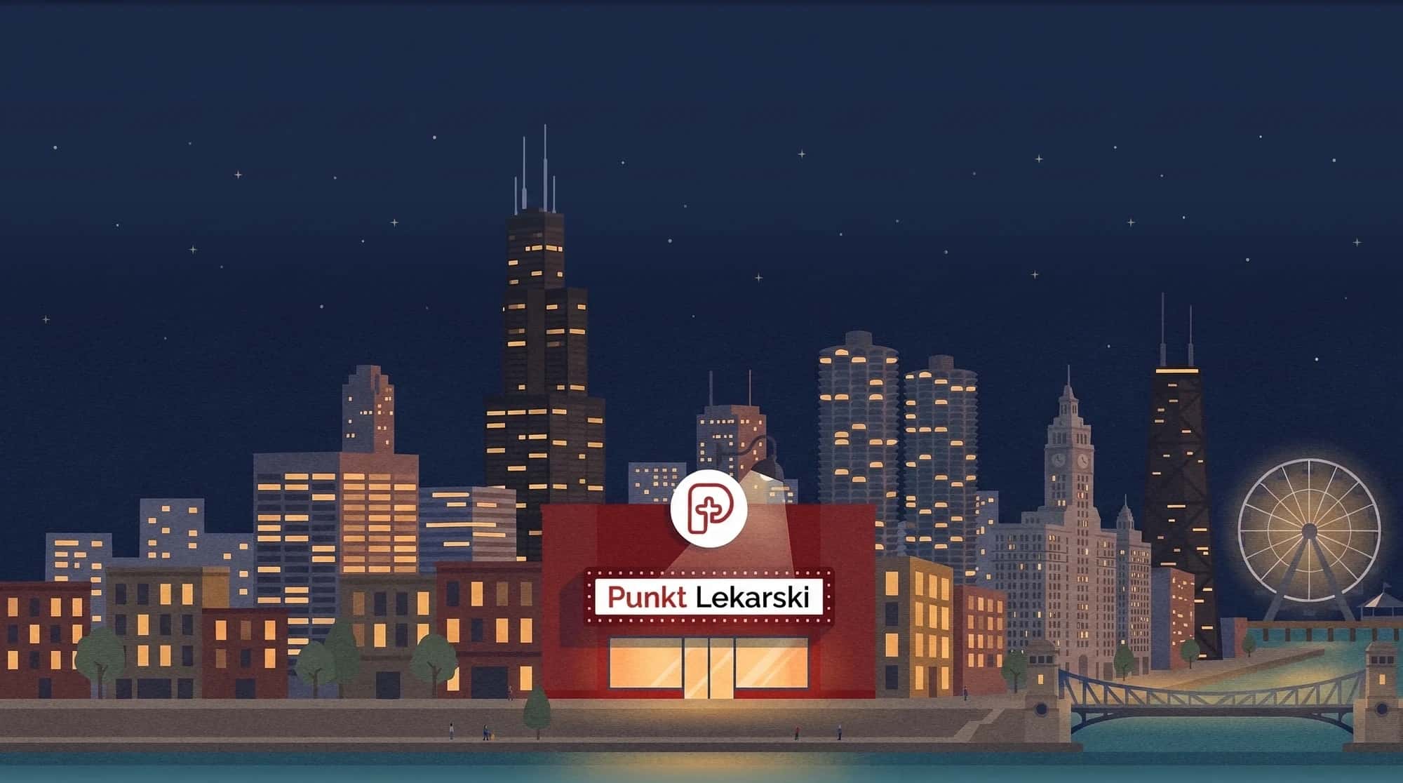 Punkt Lekarski na tle panoramy Chicago
