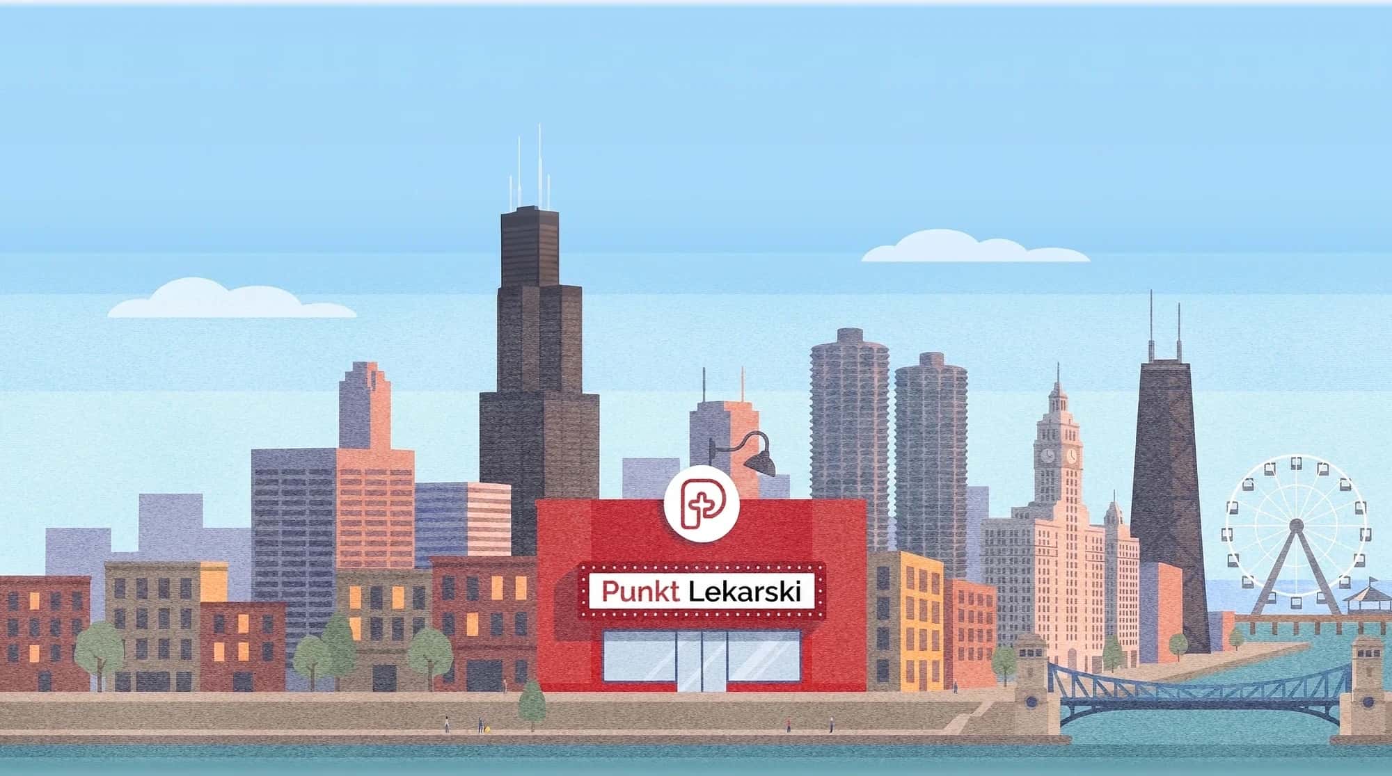 Punkt Lekarski na tle panoramy Chicago