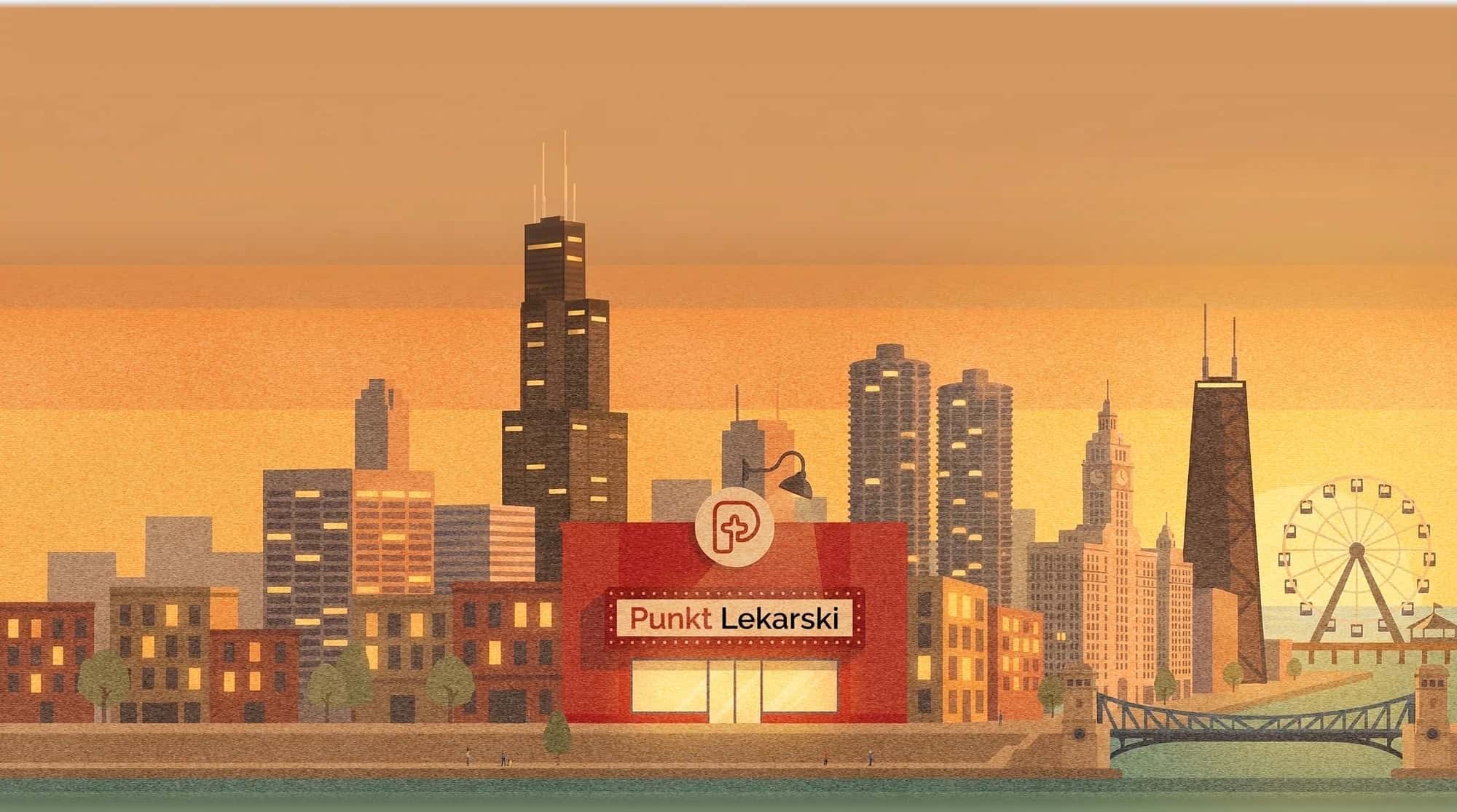 Punkt Lekarski na tle panoramy Chicago